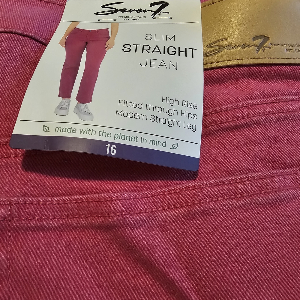 Seven7 Women's Slim Straight Jeans - Vibrant Pink
